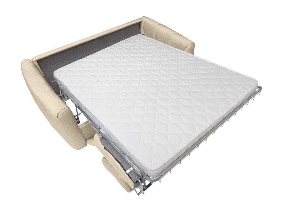 Vente Unique Canapé 3 Places Convertible Express En Velours Beige - Couchage 140 Cm - Matelas 13 Cm RETUNA II
