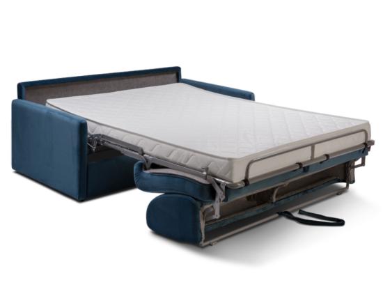 Vente Unique Canapé 3 Places Convertible Express En Velours Bleu Nuit - Couchage 140 Cm - Matelas 14 Cm CALIFE