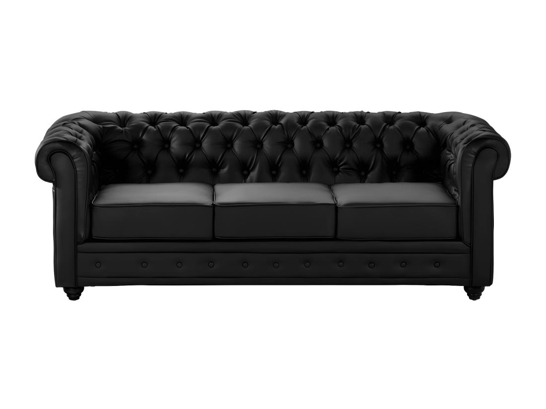 Vente Unique Canapé 3 Places En Simili CHESTERFIELD - Noir