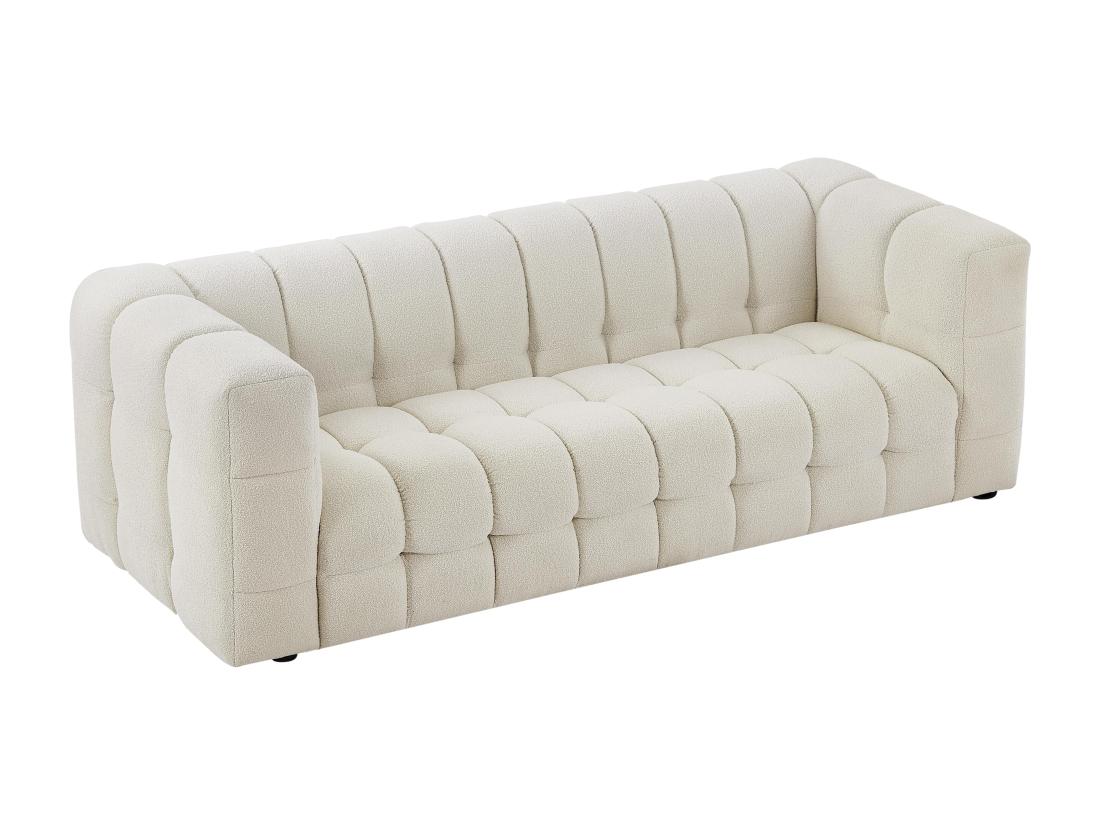 Vente Unique Canapé 3 Places En Tissu Bouclette Blanc Ivoire LERICI De Pascal Morabito