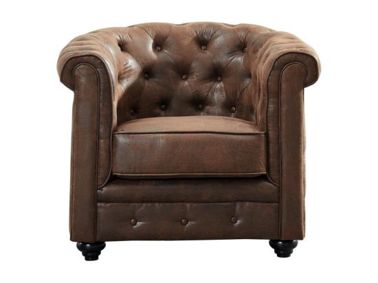 Vente Unique Canapé 3 Places Et 2 Fauteuils CHESTERFIELD En Microfibre Aspect Cuir Vieilli