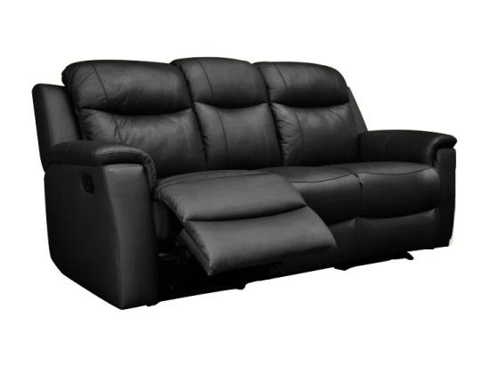 Vente Unique Canapé 3 Places Et 2 Fauteuils Relax EVASION En Cuir - Noir