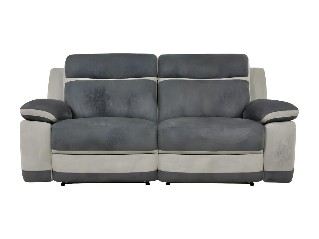 Vente Unique Canapé 3 Places Et Un Fauteuil Relax En Microfibre Anthracite Et Bandes Gris Clair TALCA