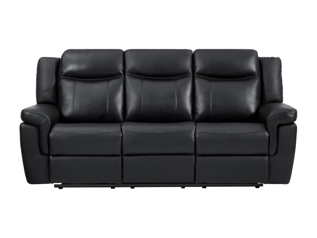 Vente Unique Canapé 3 Places Relax électrique En Cuir Avec Tablette Noir KENNETH