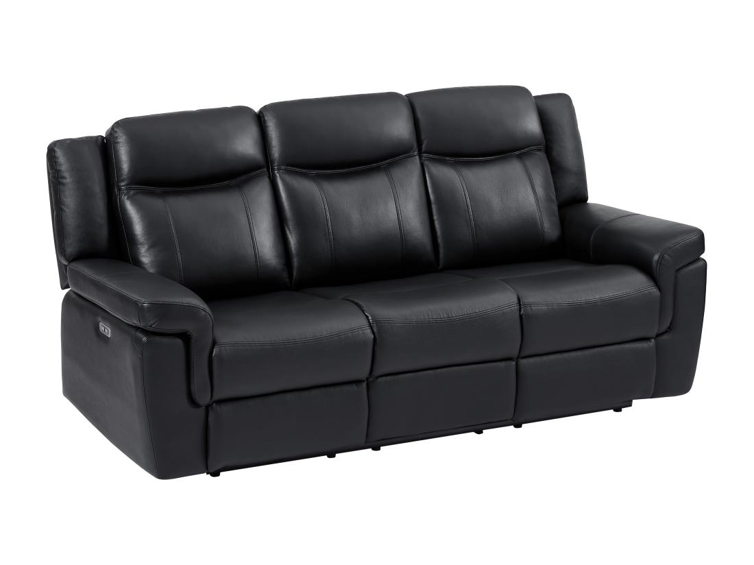 Vente Unique Canapé 3 Places Relax électrique En Cuir Avec Tablette Noir KENNETH