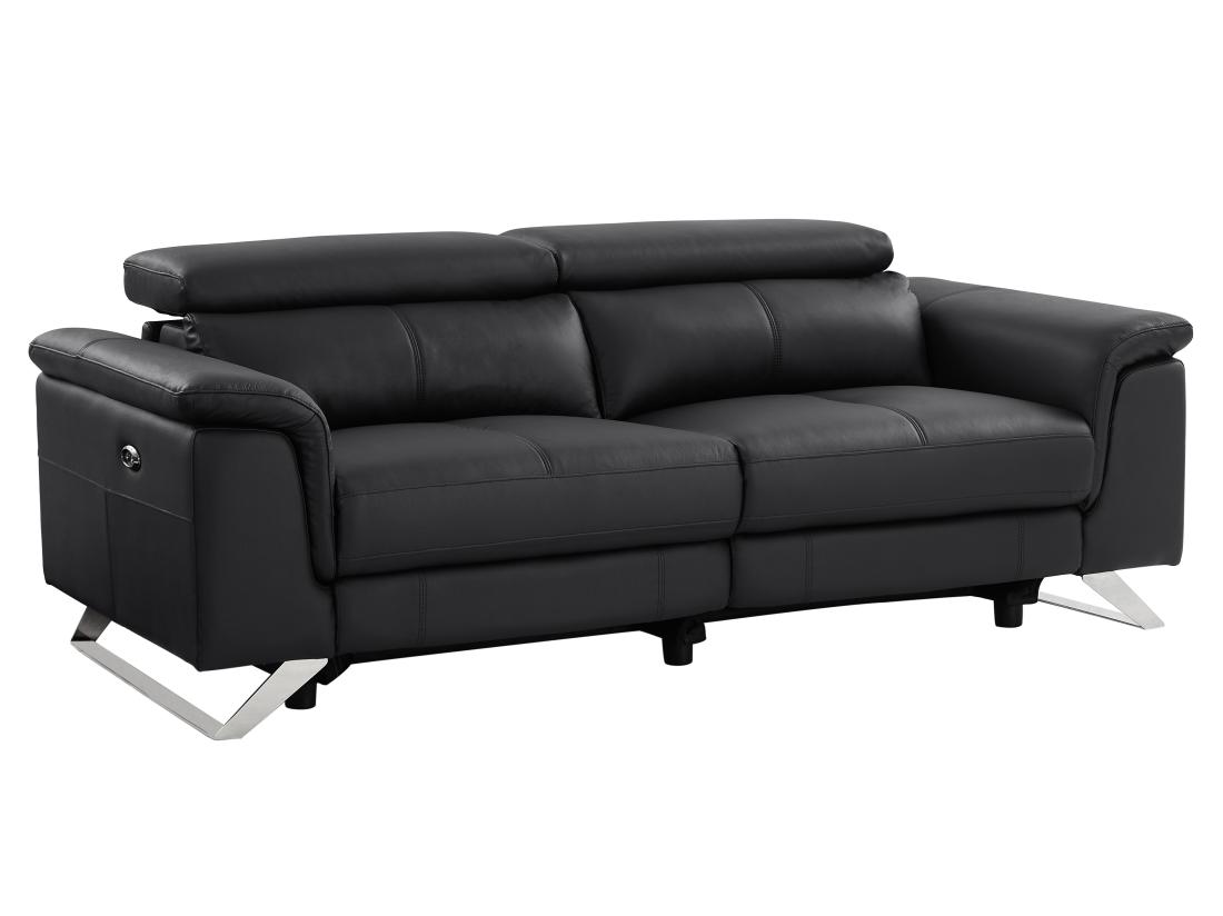 Vente Unique Canapé 3 Places Relax électrique En Cuir De Vachette Noir BREYT II