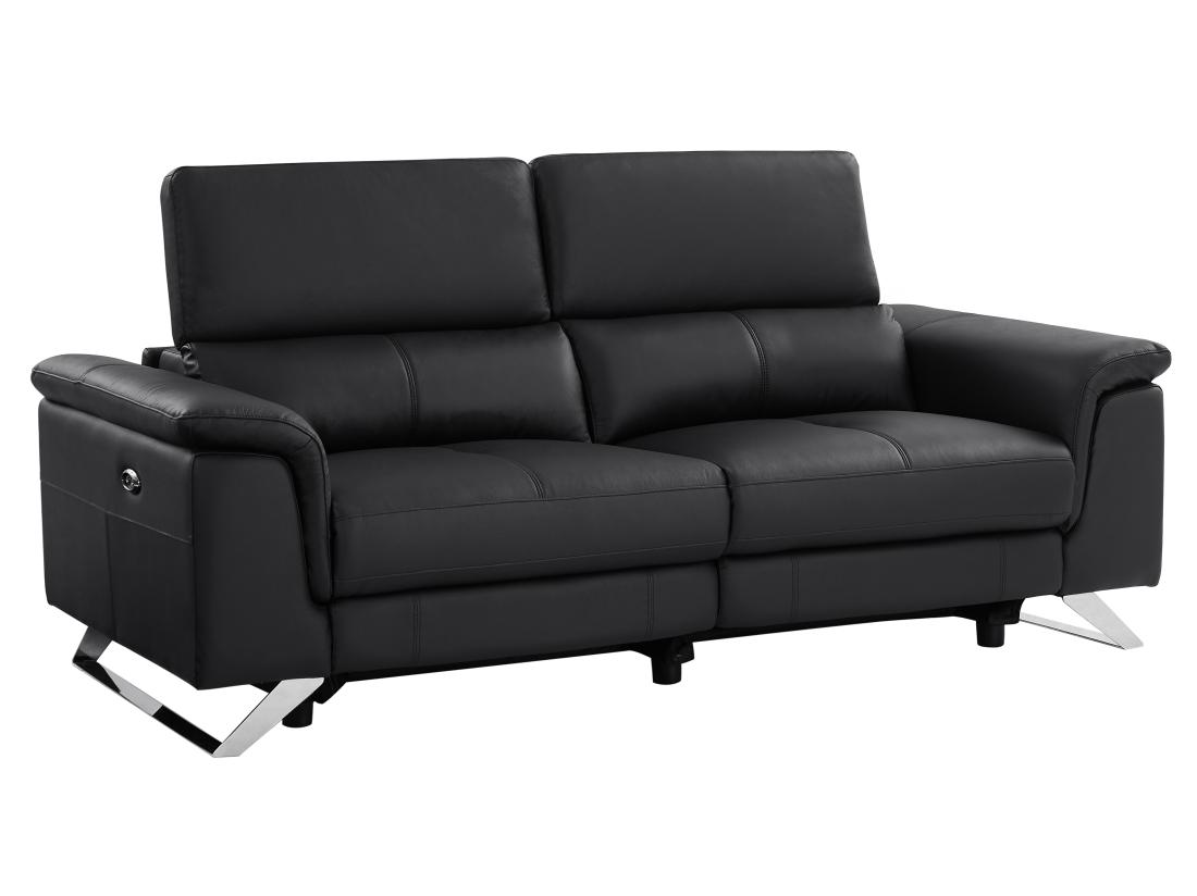 Vente Unique Canapé 3 Places Relax électrique En Cuir De Vachette Noir BREYT II
