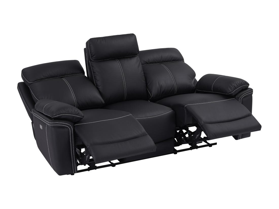 Vente Unique Canapé 3 Places Relax électrique En Cuir ISIRIS - Noir