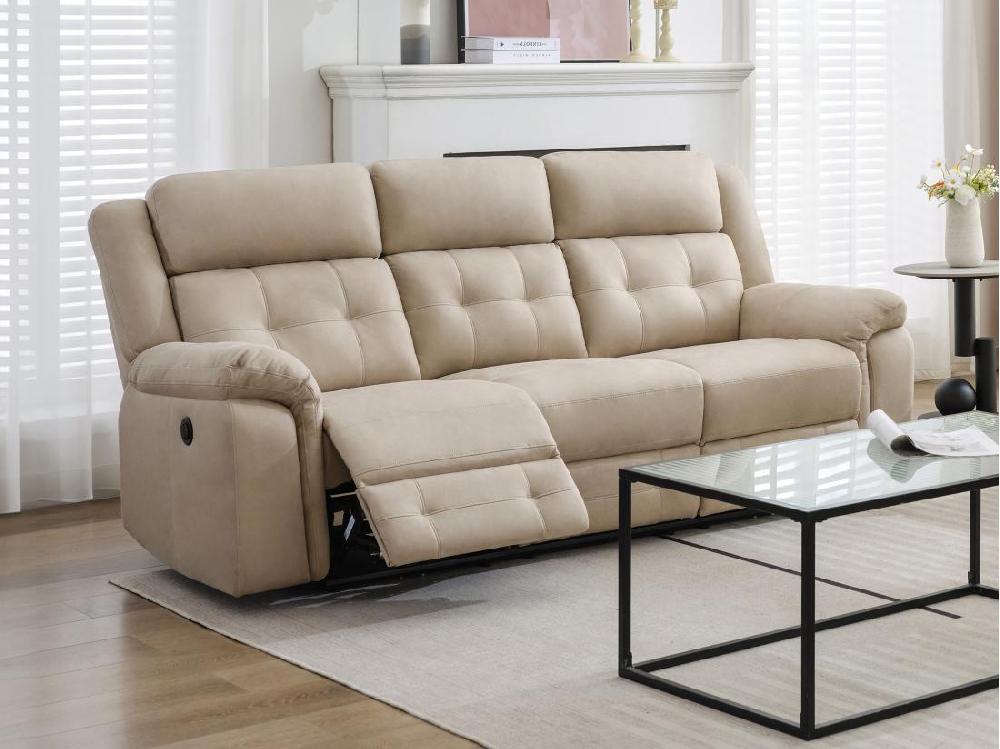 Vente Unique Canapé 3 Places Relax électrique En Microfibre Beige ORTIANO