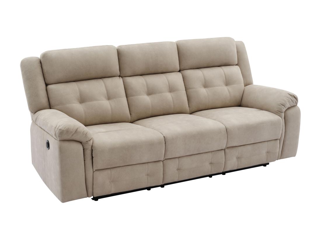 Vente Unique Canapé 3 Places Relax électrique En Microfibre Beige ORTIANO