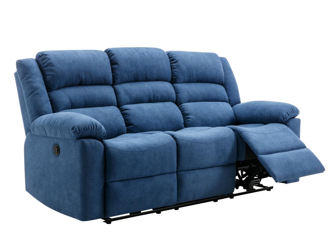Vente Unique Canapé 3 Places Relax électrique En Tissu Bleu BUROLO