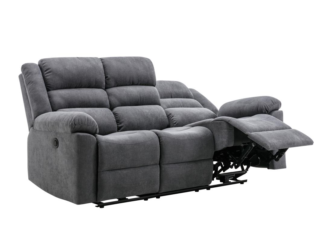 Vente Unique Canapé 3 Places Relax électrique En Tissu Gris BUROLO