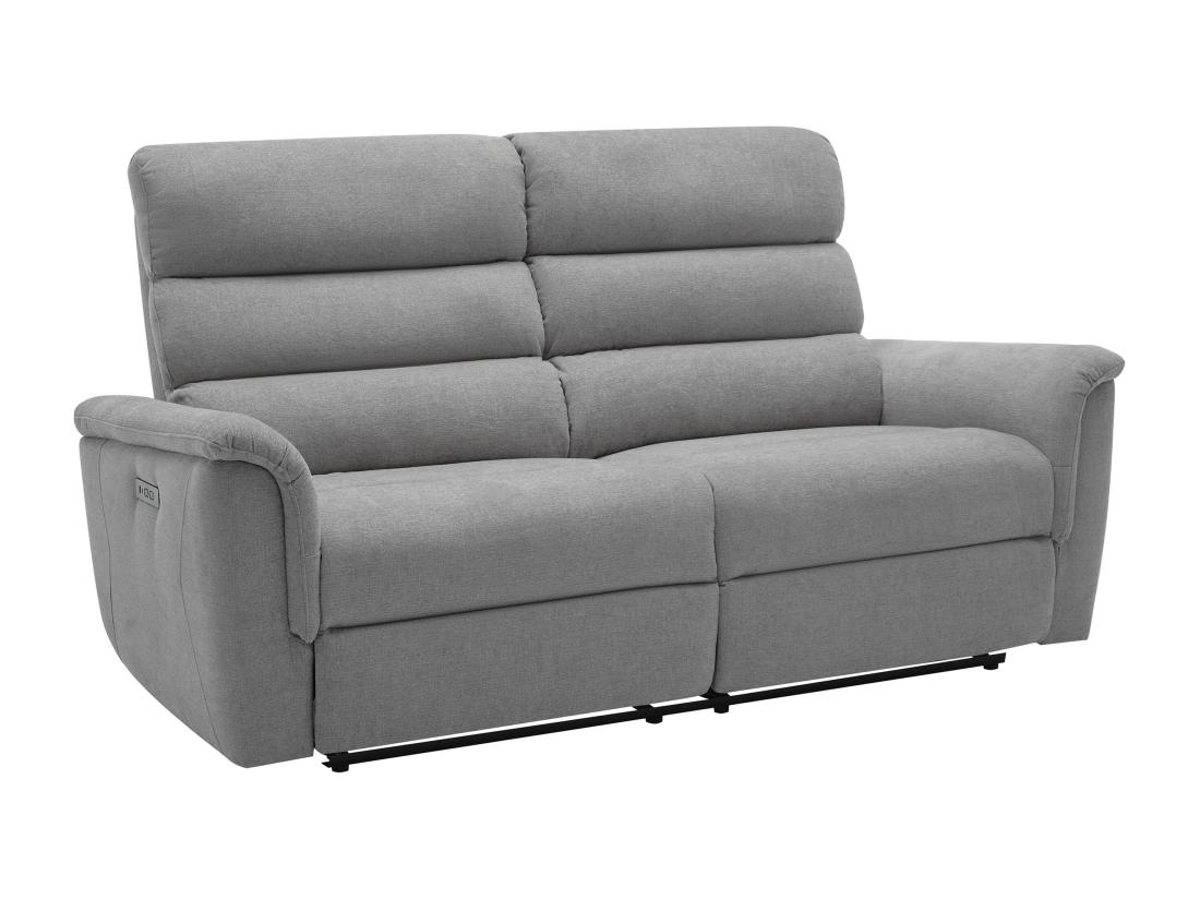Vente Unique Canapé 3 Places Relax électrique En Tissu Gris CARTASIA