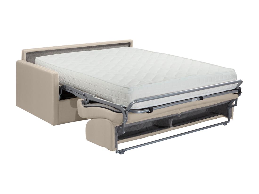 Vente Unique Canapé 4 Places Convertible Express En Tissu Beige - Couchage 160 Cm - Matelas 22 Cm CALIFE