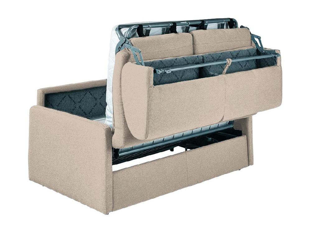 Vente Unique Canapé 4 Places Convertible Express En Tissu Beige - Couchage 160 Cm - Matelas 22 Cm CALIFE