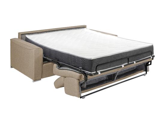Vente Unique Canapé 4 Places Convertible Express En Tissu Beige - Couchage Lattes Larges 160 Cm - Matelas 22 Cm Avec Mémoire De Forme VIZIR