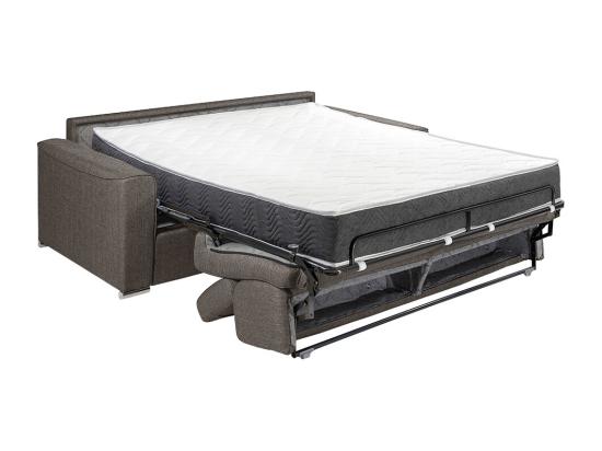 Vente Unique Canapé 4 Places Convertible Express En Tissu Gris - Couchage Lattes Larges 160 Cm - Matelas 22 Cm Avec Mémoire De Forme VIZIR