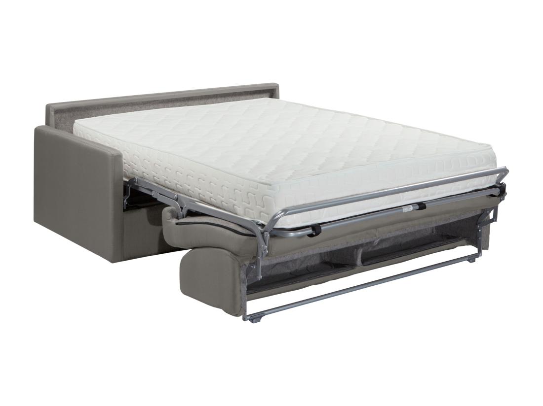 Vente Unique Canapé 4 Places Convertible Express En Tissu Gris - Couchage 160 Cm - Matelas 22 Cm CALIFE