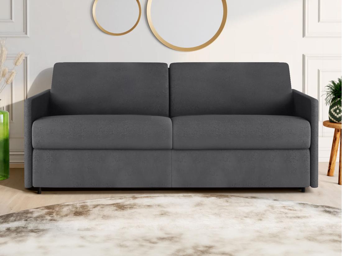 vente unique Canapé 4 places convertible express en tissu gris - Couchage 160 cm - Matelas 22 cm CALIFE