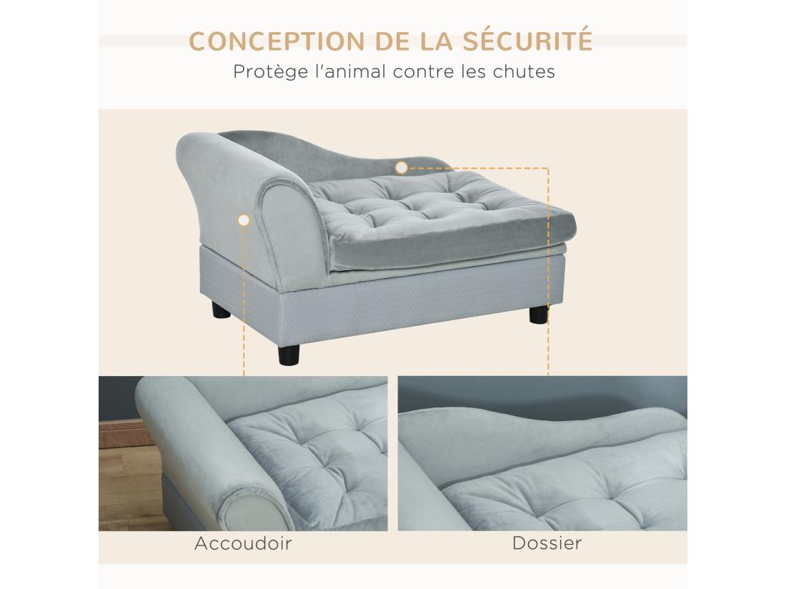 Vente Unique Canapé Chien Chat Sur Pied Avec Coffre De Rangement Style Moderne Coussin D'assise Amovible Grand Confort 76 X 45 X 41 5 Cm Bleu