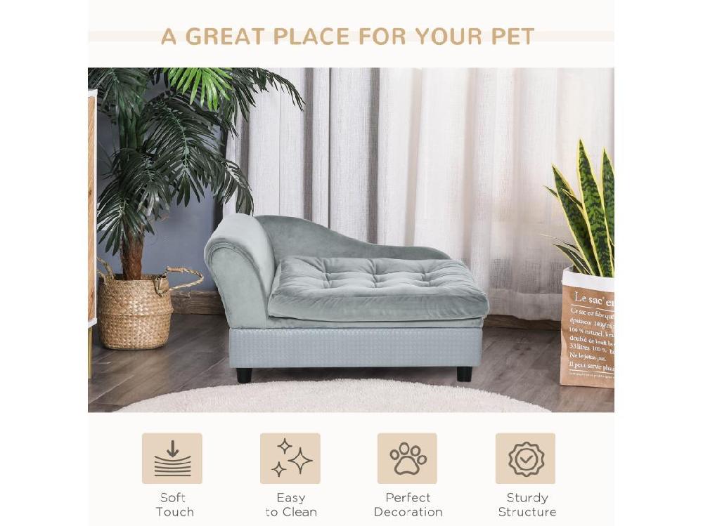 Vente Unique Canapé Chien Chat Sur Pied Avec Coffre De Rangement Style Moderne Coussin D'assise Amovible Grand Confort 76 X 45 X 41 5 Cm Bleu