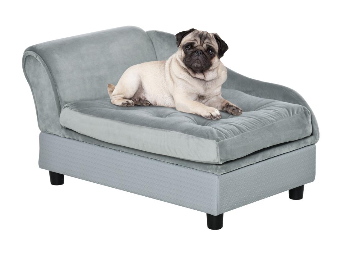 vente unique Canapé Chien Chat sur Pied avec Coffre de Rangement Style Moderne Coussin d'assise Amovible Grand Confort 76 x 45 x 41 5 cm Bleu