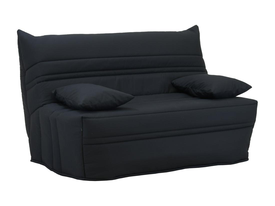 Vente Unique Canapé Convertible BZ 100% Coton Fermeture Assistée 160x200 Cm Noir CANYON III