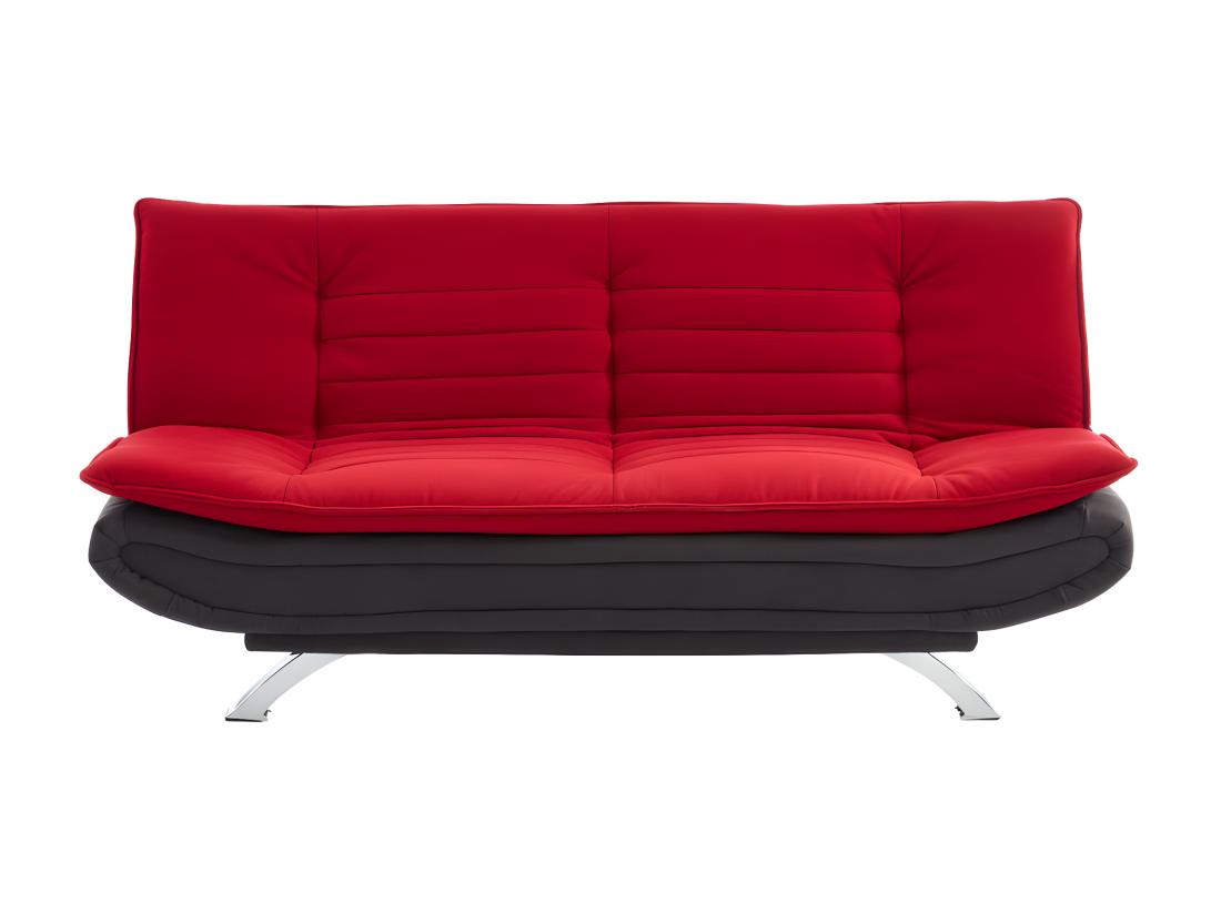 Vente Unique Canapé Convertible Clic-clac En Tissu DEMIDO III - Bicolore Rouge Et Anthracite