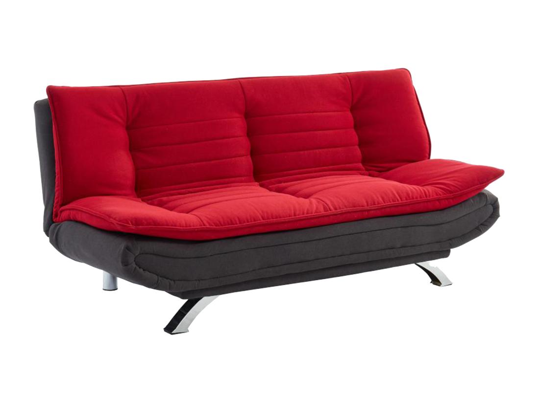 Vente Unique Canapé Convertible Clic-clac En Tissu DEMIDO III - Bicolore Rouge Et Anthracite