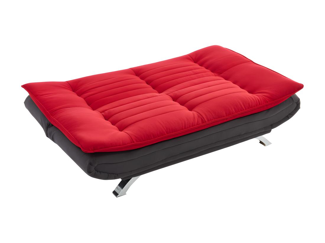 Vente Unique Canapé Convertible Clic-clac En Tissu DEMIDO III - Bicolore Rouge Et Anthracite