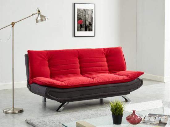 vente unique Canapé convertible clic-clac en tissu DEMIDO III - Bicolore rouge et anthracite