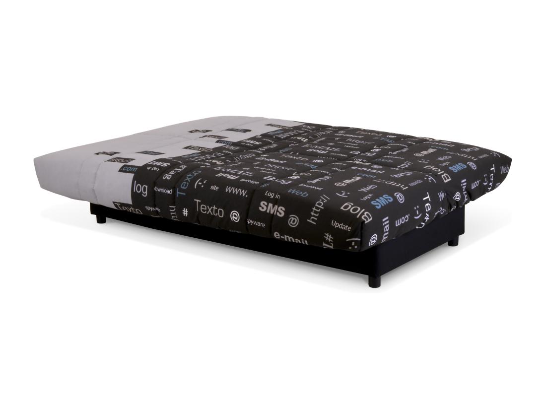 Vente Unique Canapé Convertible Clic-clac En Tissu Imprimé Web Noir FARWEST