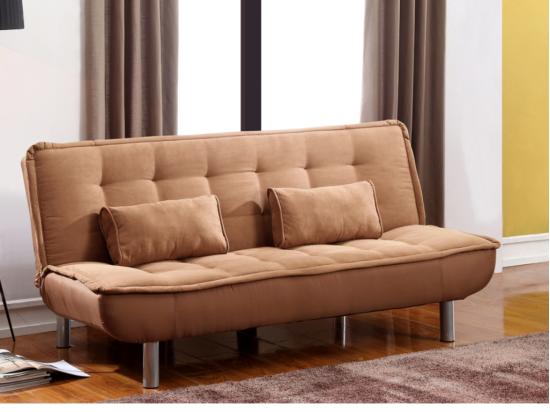 vente unique Canapé convertible clic-clac MISHAN en tissu - Caramel