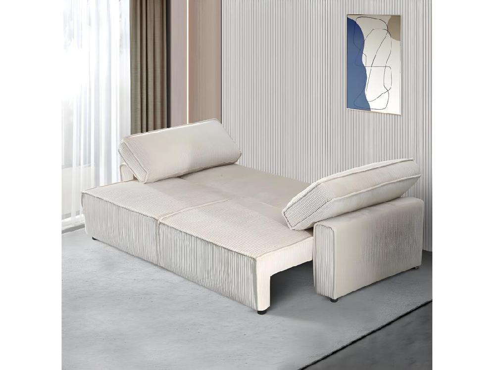 Vente Unique Canapé Convertible En Velours Côtelé "Montaigne" -3 Places - Beige