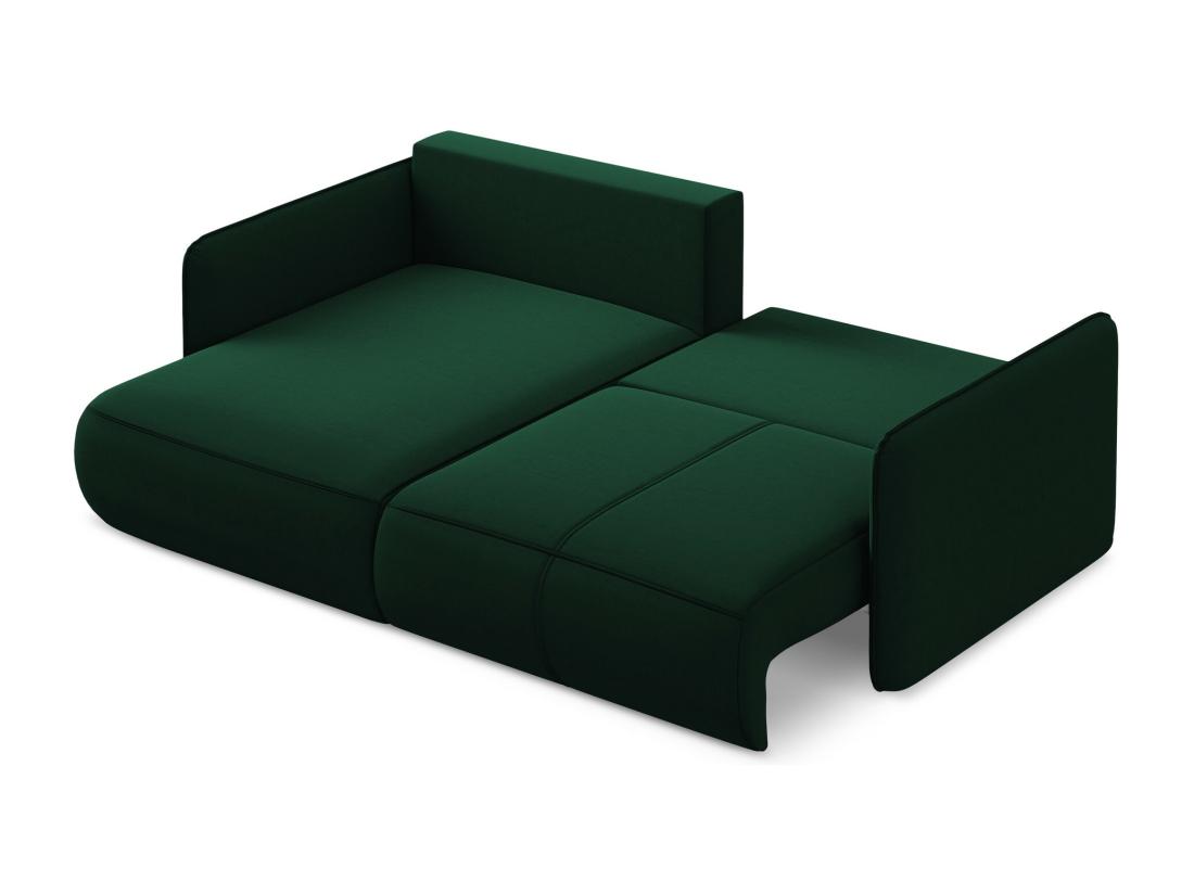 Vente Unique Canapé D’angle 2 5 Places Gauche Convertible En Velours - Bouteille Verte - NANEA