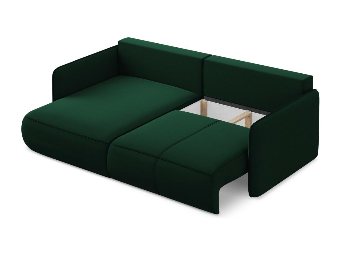 Vente Unique Canapé D’angle 2 5 Places Gauche Convertible En Velours - Bouteille Verte - NANEA
