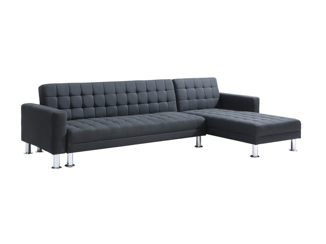 Vente Unique Canapé D'angle Convertible Et Réversible En Tissu Noir WILLIS II