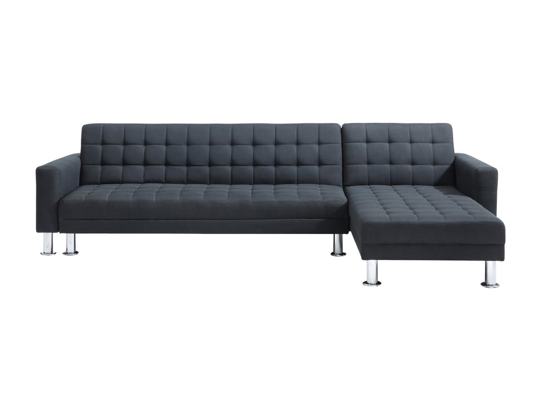 Vente Unique Canapé D'angle Convertible Et Réversible En Tissu Noir WILLIS II