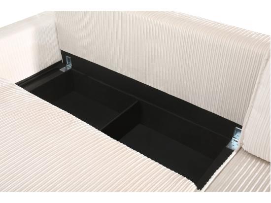 Vente Unique Canapé D'angle Convertible Et Reversible En Velours Côtelé "Montaigne" - 3 Places - Beige