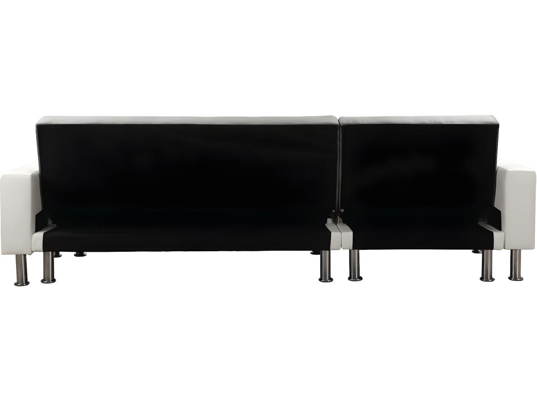 Vente Unique Canapé D'angle Convertible Et Réversible "Theo" - 258 X 82/147 X 82 Cm - 4 Places - Blanc / Gris
