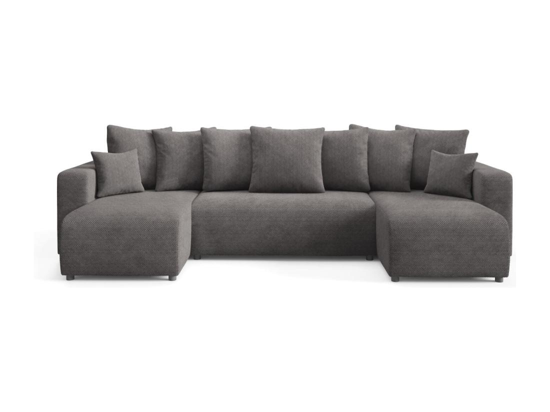 Vente Unique Canapé D'angle Convertible EVORA U Gris Anthracite