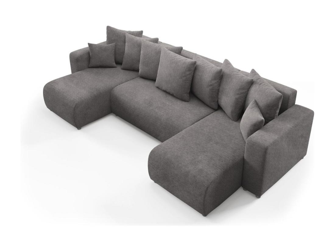 Vente Unique Canapé D'angle Convertible EVORA U Gris Anthracite