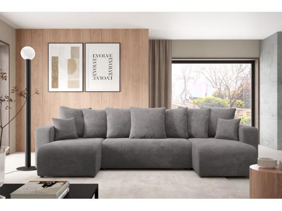 vente unique Canapé d'angle convertible EVORA U Gris Anthracite