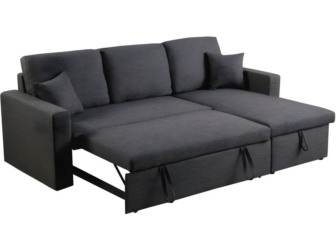 Vente Unique Canapé D'angle Convertible/ Réversible Avec Coffre "Alain" - 3 Places - Gris