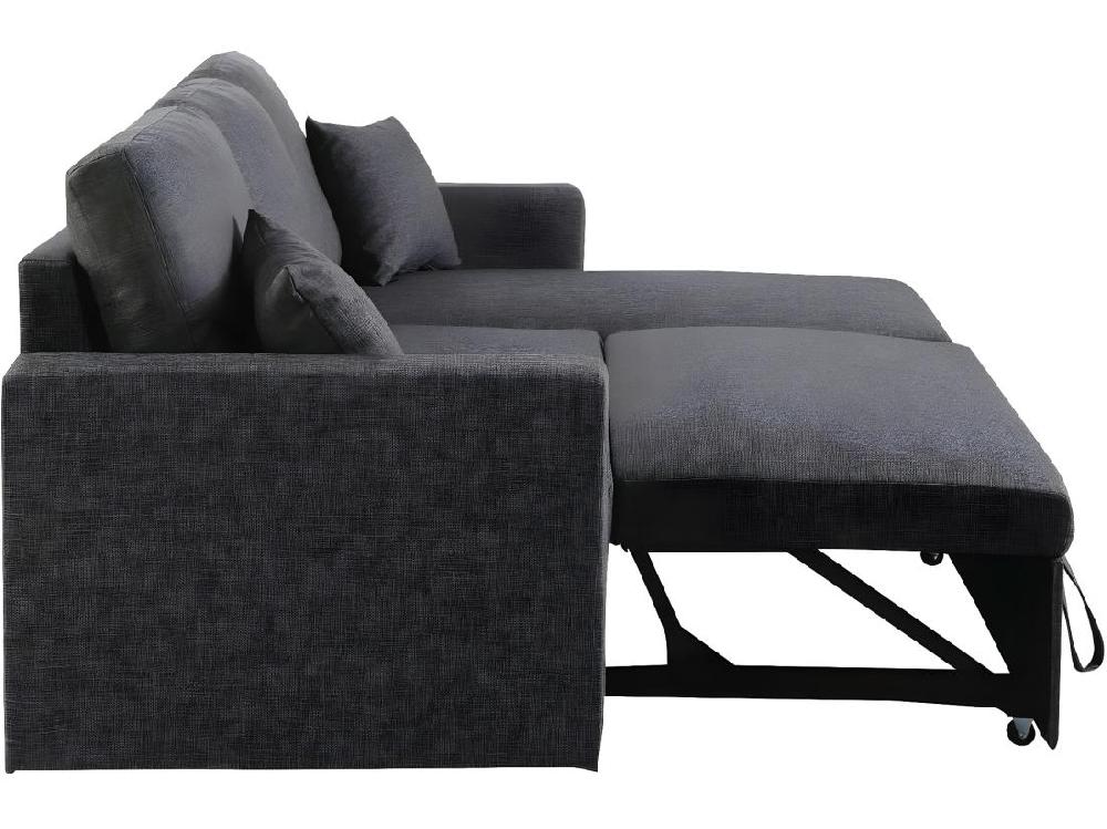 Vente Unique Canapé D'angle Convertible/ Réversible Avec Coffre "Alain" - 3 Places - Gris