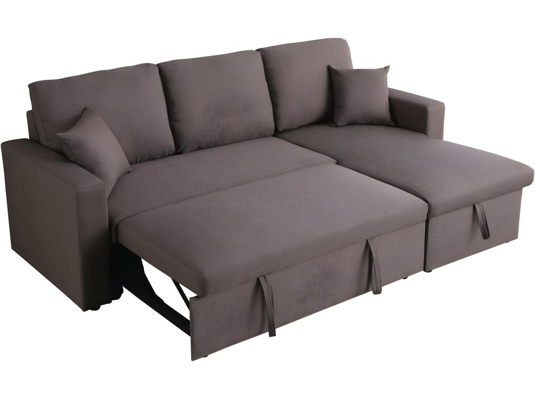 Vente Unique Canapé D'angle Convertible/ Réversible Avec Coffre "Alain" - 3 Places - Taupe