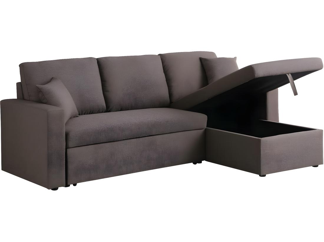 vente unique Canapé d'angle convertible/ réversible avec coffre "Alain" - 3 places - Taupe
