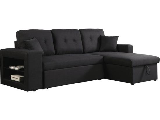 Vente Unique Canapé D'angle Convertible/réversible "Axel" - 3 Places - Noir