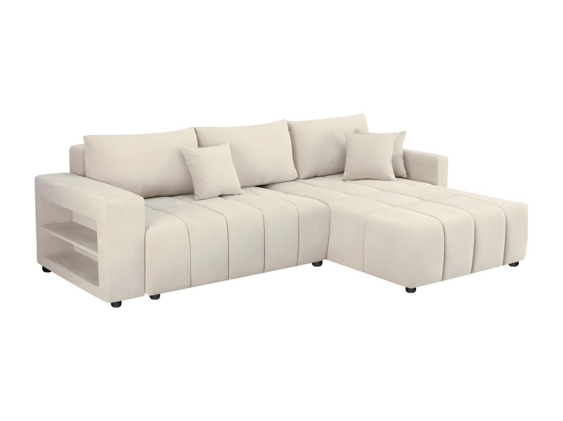 Vente Unique Canapé D'angle Convertible Tissu Chenille 3 Places - "Trocadero" - Beige