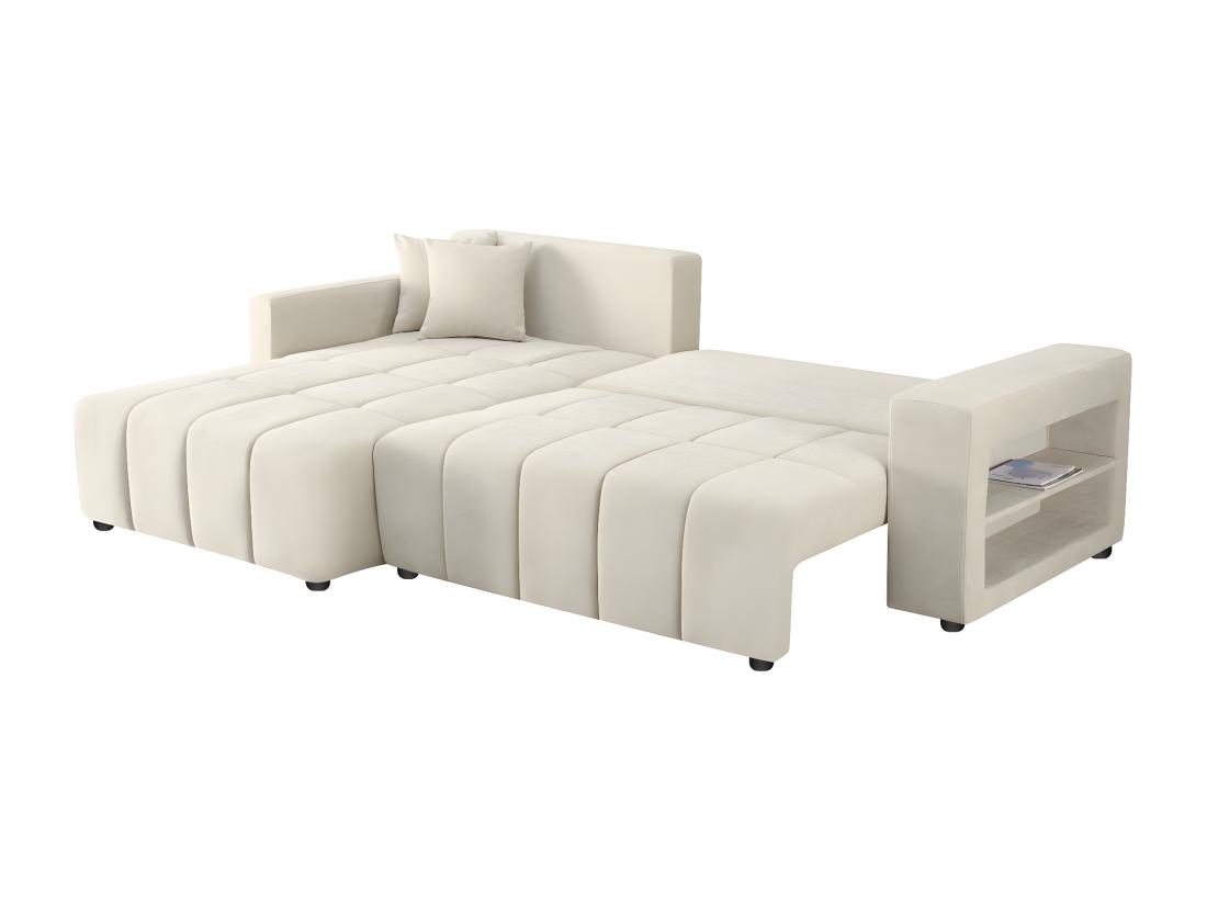 Vente Unique Canapé D'angle Convertible Tissu Chenille 3 Places - "Trocadero" - Beige